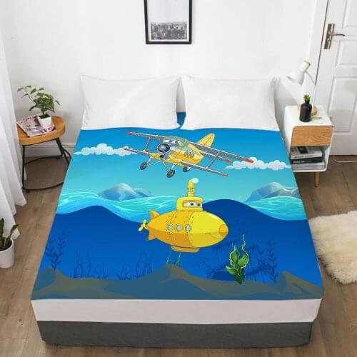 Car Cartoon Kids Elastic fitted sheet bed sheet With An Elastic Band 150x200 Mattress Cover Bed cover for children baby yellow