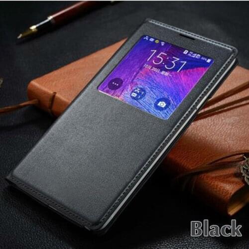 5Colors Luxury Window view Flip PU Leather Phone Case for Samsung Galaxy Note 4 Note4 Back Cover Cases