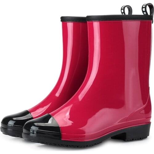 Fashion Rain Boots Non-slip Adult Rainboots PVC Waterproof Women Water Shoes Casual Rubber Shoes Kitchen Garden Work Boots