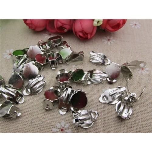 Earrings findings clip on no need ear pierced non piercing pad base blank sitting fit cabochon cameo bazel flat back brincos kit