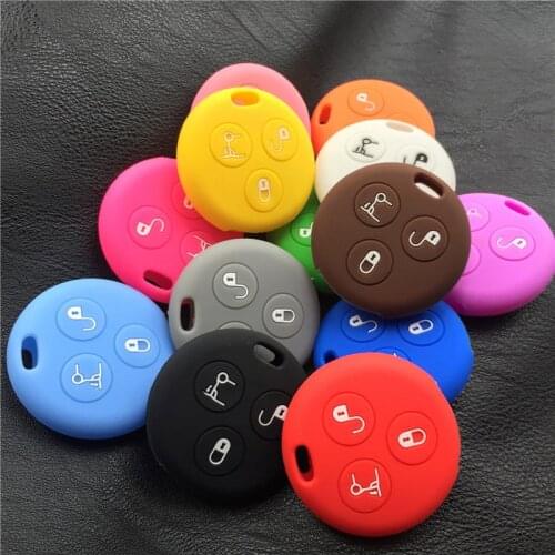 Silicone rubber car key cover case set for Benz Smart City Fortwo Roadster 3button remote key cover