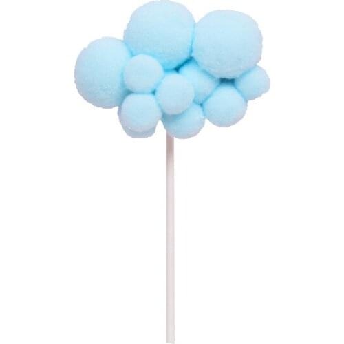 1PC Pink Blue Soft Pompom Cloud Cake Toppers Baby Shower Decoration Cake Top Flags Birthday Party DIY Cake Decor Supplies