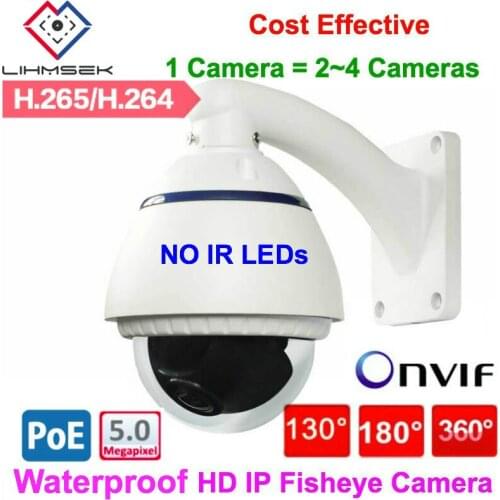 Lihmsek Outdoor 4.0 MP IP Fisheye Camera Panoramic Dome POE Network H.265 Waterproof Camera CCTV Video Surveillance 130 180 360