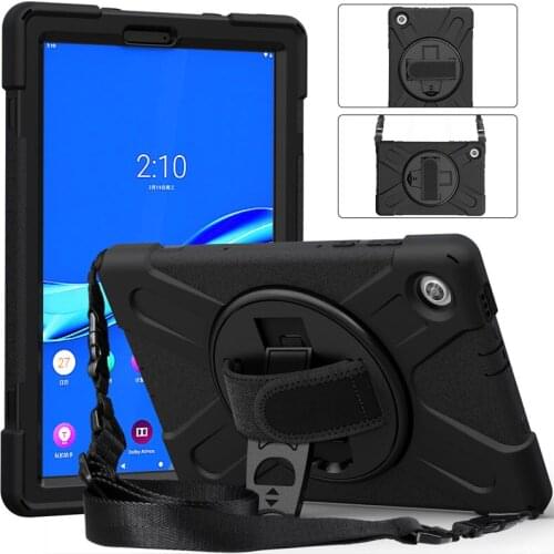 360 Rotating Tablet Funda for Lenovo Tab M10 FHD Plus TB-X606F X606X 10.3" Cover Heavy Duty Silicone Hard PC Stand Funda + Strap
