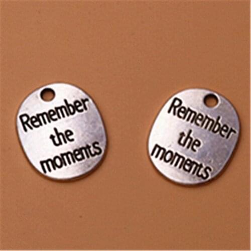WKOUD 8pcs Silver Plated Remember the moments Glamour Alloy Pendant Retro Earrings Bracelet DIY Metal Jewelry Finding A1082