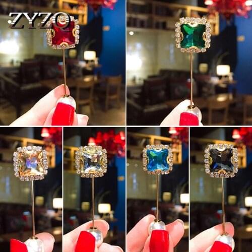 ZYZQ Classic Geometric Party Accessories Brooch For Women With Shiny Stone Trendy Gift Brooch Jewelry With Simulated Pearl