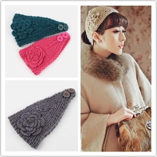 24 Colors Camellia Flower Headband Europe And America Popular Hair Accessories For Women Simple And Generous Handmade Wool Head