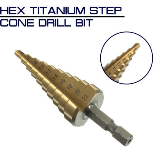 1PC Hex Titanium Step Cone Drill Bit HSS 4241 Hole Cutter 4-22MM For Sheet Metalworking Wood Drilling Power Tools