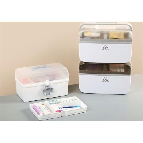 2 Layers Emergency Rescue Kit Drug Pill Storage Box Household Plastic Outdoor Travel Drug Organizer Multi-Functional Storage