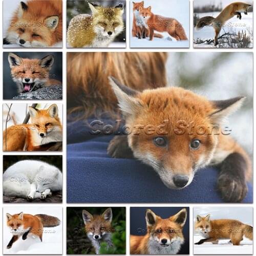 New Diamond painting Animals fox Little silver Black white 5D DIY Full Square Drill embroidery Cross stitch 3D Round Drawing 118