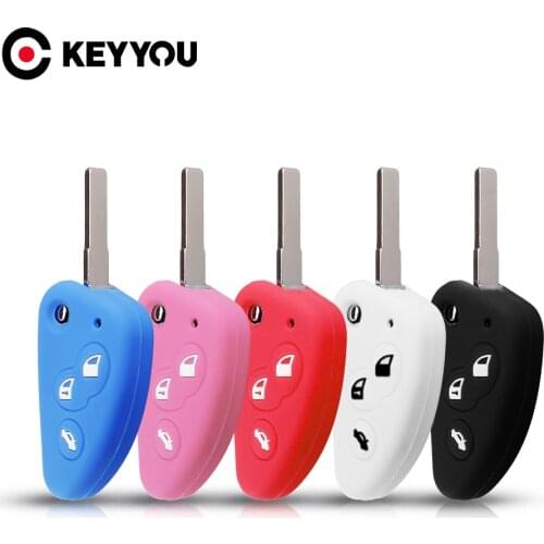 KEYYOU Key Rings For Alfa Romeo 147 166 156 JTD TS GT Flip Folding Key Silicone Rubber Car Key Cover Case Car Accessory