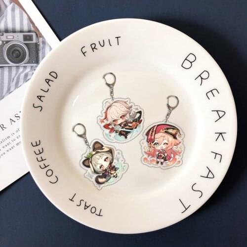 Anime Keychain Genshin Impact Venti Paimon Player Diluc Klee KeyChains for Women Accessories Cute Bag Pendant Key Chain Gift