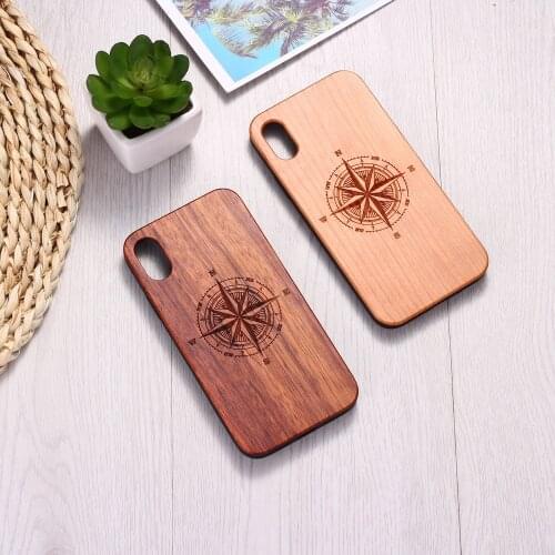 Compass Travel Spirit Heart Engraved Wood Phone Case Coque Funda For iPhone12 6 6S 6Plus 7 7Plus 8 8Plus XR X XS Max 11 Pro Max