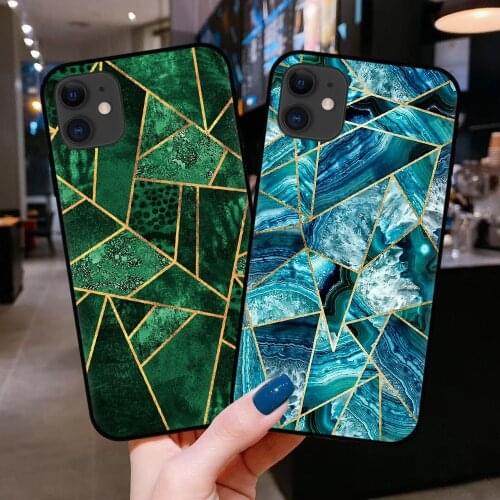 Geometric Marble Phone Case For Coque iPhone 12 Mini 11 Pro Max XS Max X XR 8 7 6 6S Plus SE 2020 Cover Black Silicone Cases