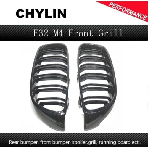 1 Pair Gloss Black Front Kidney Grille Double Slat M4 Sport Style Grill for BMW F32 F33 F36 F82 Cabriolet Coupe