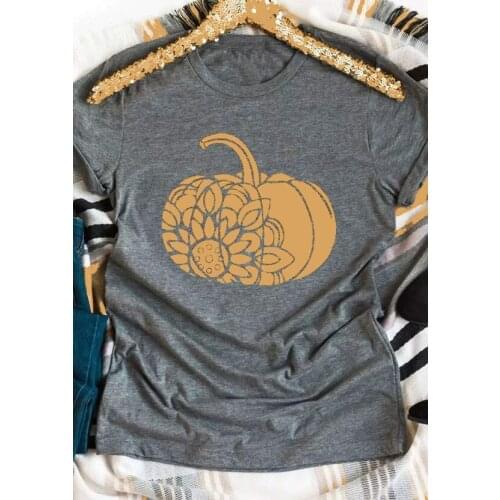 Floral Pumpkin Halloween T-Shirt lotus pretty women fashion shirts tumblr grunge cotton quality party gift girl style tops tees