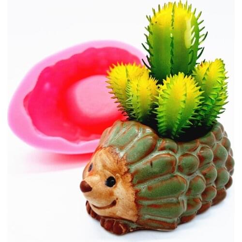 Little Hedgehog Flower Pot Cement Silicone Molding Cake Tool Chocolate Plaster Resin Candle Mold Kitchen Baking Free Shipping