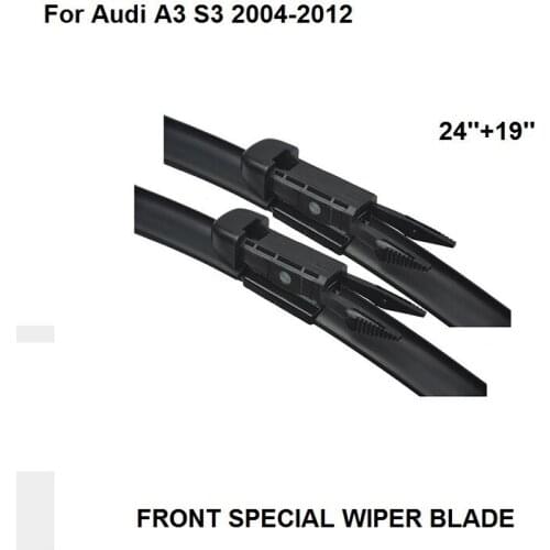 For Audi A3/S3 2004-2012 24''+19'' Wipers Blade Accessories For Auto Cars Rubber Windshield Wiper