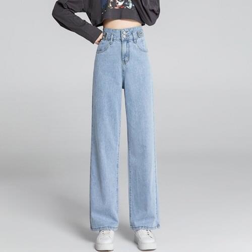Autumn High Waist Wide Leg Jeans Women Loose Drape Straight Mopping Denim Trousers Female Korean Style Fashion Vintage Mom Jeans