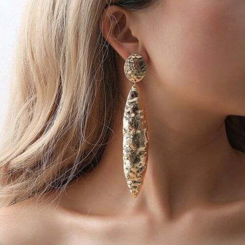 Korean Fashion Golden Geometric Bump Irregular Mirror Earrings Retro Exaggerated Pendant Ladies Earrings Jewelry Party Gift