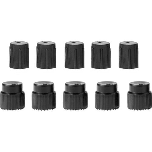 5pcs Black 13mm+ 5pcs 16mm R134a High Low A/C System Charging Port Service Caps Suitable For Car Air Conditioner Replacement