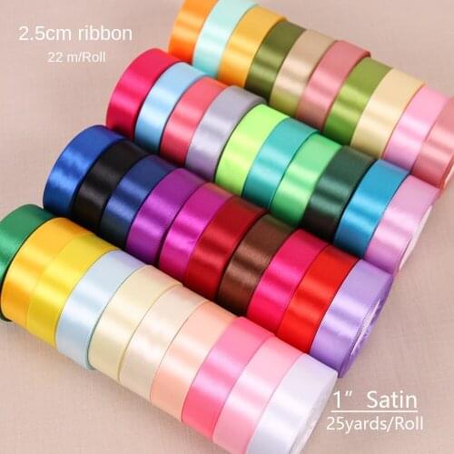 1''25mm Handmade Satin Ribbons for DIY Sewing Material Christmas ribbon Wedding Party decoration Gift Wrap Crafts 22Meters/roll