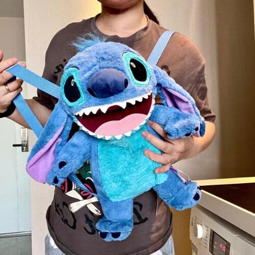 Lilo & Stitch Plush Stitch Backpack Blue Bag Open Mouth Gift 38cm NEW