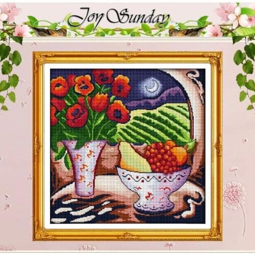 Fruit Under The Moon Counted Cross Stitch 11CT 14CT Cross Stitch Sets Wholesale Chinese Cross-stitch Kits Embroidery Needlework