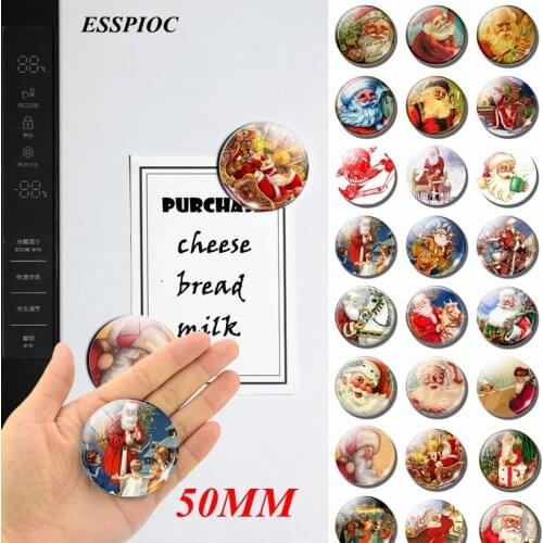 Santa Claus Stickers Magnetic Refrigerator Christmas Decor Glass Crystal Fridge Magnets Home Decoration Xmas for Family