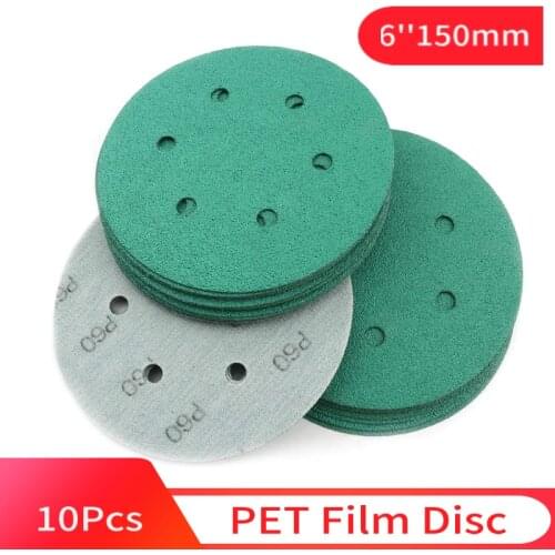 Sandpaper 6 Inch 6 Holes Green Film Sanding Discs 60-2000 Grits Hook and Loop Wet Dry for Wood Car Metal Polishing Finishing