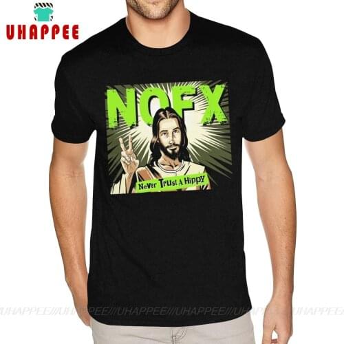 Cheap Custom NOFX Tees Shirts Men Bespoke Short Sleeved Cotton Black Round Neck Tee