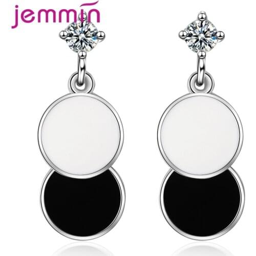 New Elegant 925 Sterling Silver Round Geometric Cubic Zircon Piercing Drop Earrings Bohemian Tassel For Women Ear Jewelry