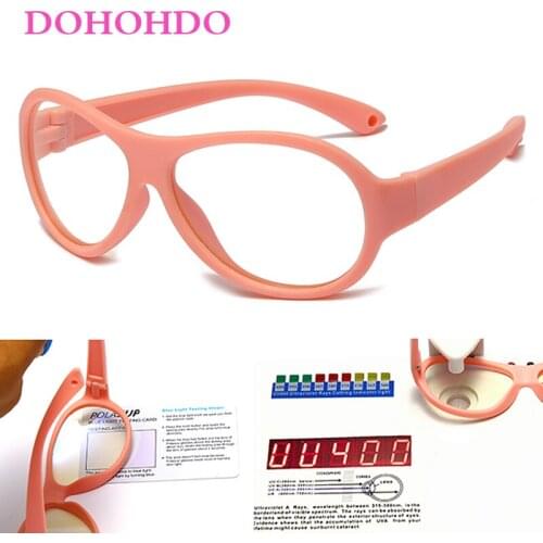 DOHOHDO Girls Boys Anti Blue Light Glasses New Fashion Oval Frame TR90 Silicone Kids Eyeglasses Computer Eyewear UV400 Okulary