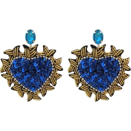 Oorbellen Boho Handmade Exaggerated Heart Earrings Pendant for Women Crystal Big Earrings Statement Earrings Wholesale Jewelry