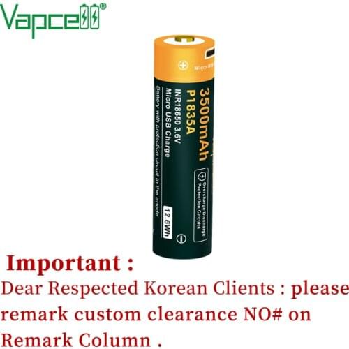 Vapcell Original 18650 3500mah P1835A button top battery 3.7V USB Rechargeable li ion Batteries cell for flashlight power tools