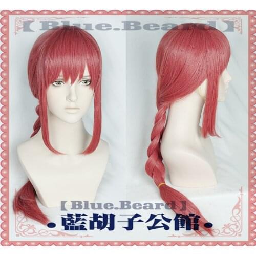 Chainsaw Man Makima Cosplay Wigs Red Braided Long Heat Resistant Synthetic Hair Wig + Wig Cap