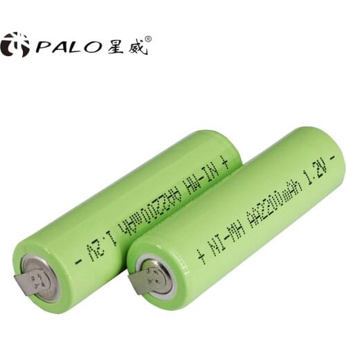 AA Rechargeable Battery 2200mAh 1.2V NI-MH Green Shell with Welding Tabs for Philips Electric Shaver Razor Toothbrush