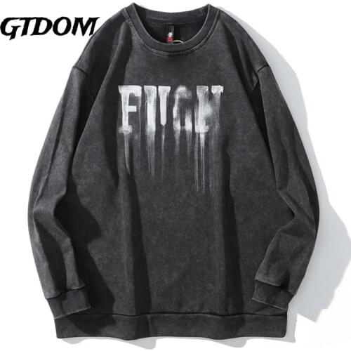 GTDOM Hip Hop Pullover Sweatshirts For Men Spring O-Neck Long Sleeve Oversize 2021 New Fashion Terry Print Letter Sweatshirts
