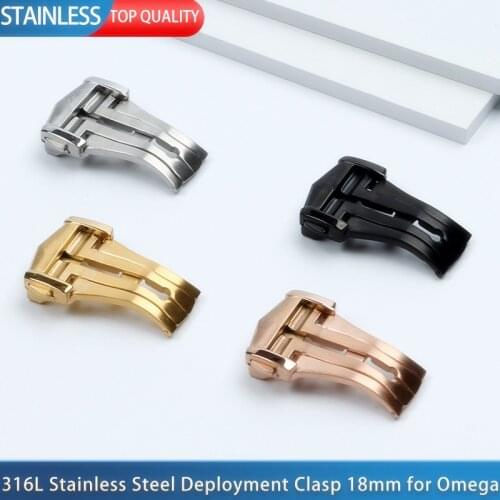 18mm Quality Stainless Steel Deployment Folding Clasp buckle for omega Seamaster 300 speedmaster AQUA Bracelet TERRA AT150 8900