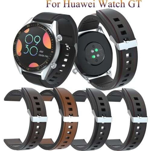 Strap Watchband 20mm Wristband For Huawei Watch GT2 42mm silicone+Leather Wriststrap For Huawei Honor 42mm Band For Samsung 42mm
