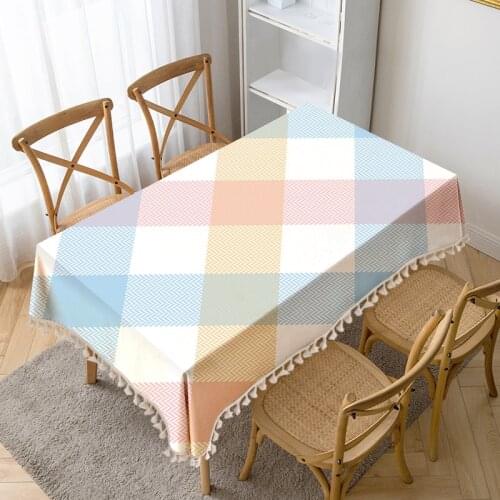Rhomboid Printed Table Cloth Tassel Waterproof Tablecloth Thick Rectangular Manteles Mesa Nappe Wedding Decorate Tea Table Cover