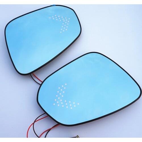 Blue Wing Mirror Glass Heated Angle Wide Glare Proof LED Turn Signal Lamp for Toyota Fortuner HiLux 2016 2017 2018