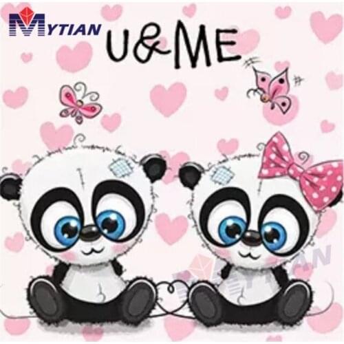 U & Me Panda Bears,Cartoon.DP 5D Diamond Painting Arts Kit,Full Drills,Diamond Embroidery Handmadicraft Home Decor Cross Stitch