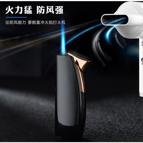 Torch Windproof Jet Pipe Lighter Creative Metal Long Strip Lighter Turbo Butane Gas Inflatable Cigar Cigarette Lighter Outdoor