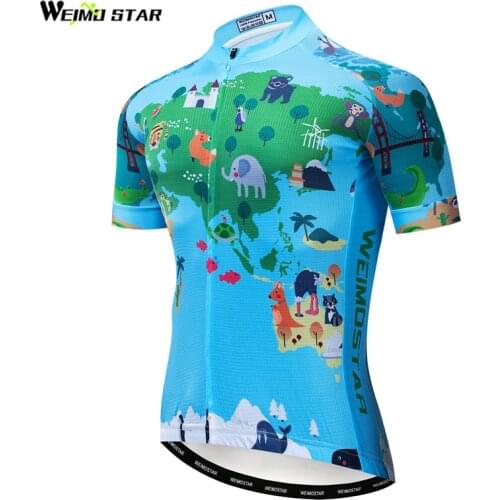Weimostar Cartoon Cycling Jersey Men Summer Short Sleeve Bicycle Clothing Camisa Ciclismo Quick Dry MTB Bike Jersey Bicycle Top