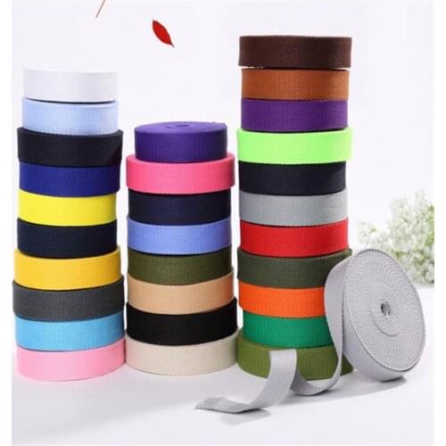 1" 25MM Width Thick Plain Color polyester cotton canvas Webbing Ribbon Belt Strap Garments Accessoires G1545