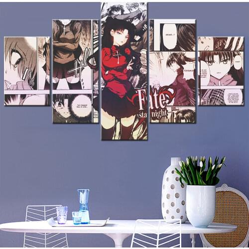 5 Piece Canvas Wall Art Anime Fate Figure Rin Posters And Prints Home Modern Modular Pictures Decor Bedroom Decoration Paintings