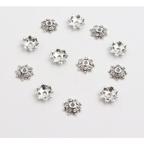 50pcs Antique Sliver Gold Bronze Mix Snowflake Shape Alloy Metal Spacer Beads Cap For DIY Customized Wholesale Jewelry Necklace