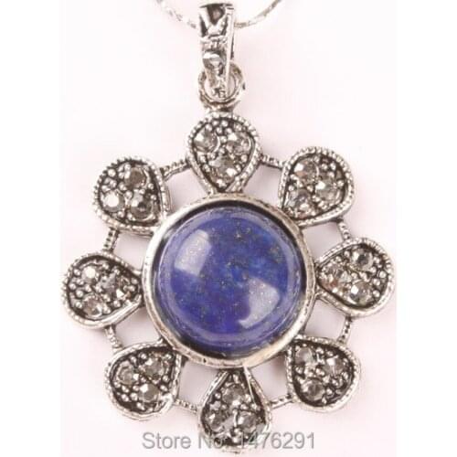 Free Shipping Lapis Lazuli Gems Bead Tibetan Silver Pendant 1PC