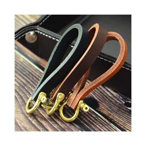 Keychain Leather Thickened Turtle Crack Belt Key Ring Simple Cowhide Brass Gift Car Keychain Pendant Fashion Key Chain Key Rings